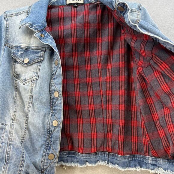 BKE Denim Jean Jacket Women's S Blue and Red Plaid Fully Reversable Preppy - Picture 9 of 14